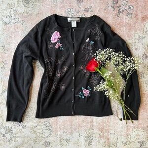 Women's Black Floral Sweater